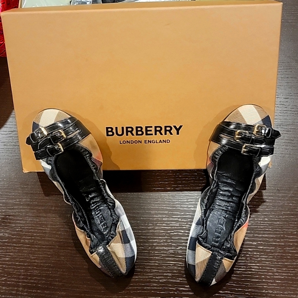 Authentic Burberry Triple Buckle Flats